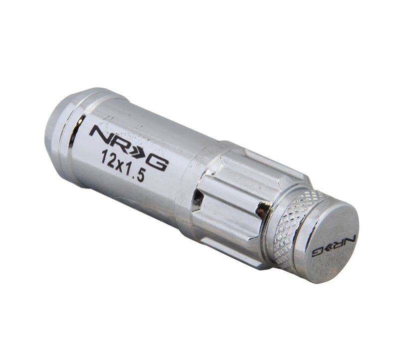 NRG 700 Series M12 X 1.5 Steel Lug Nut w/Dust Cap Cover Set 21 Pc w/Locks & Lock Socket - Silver.