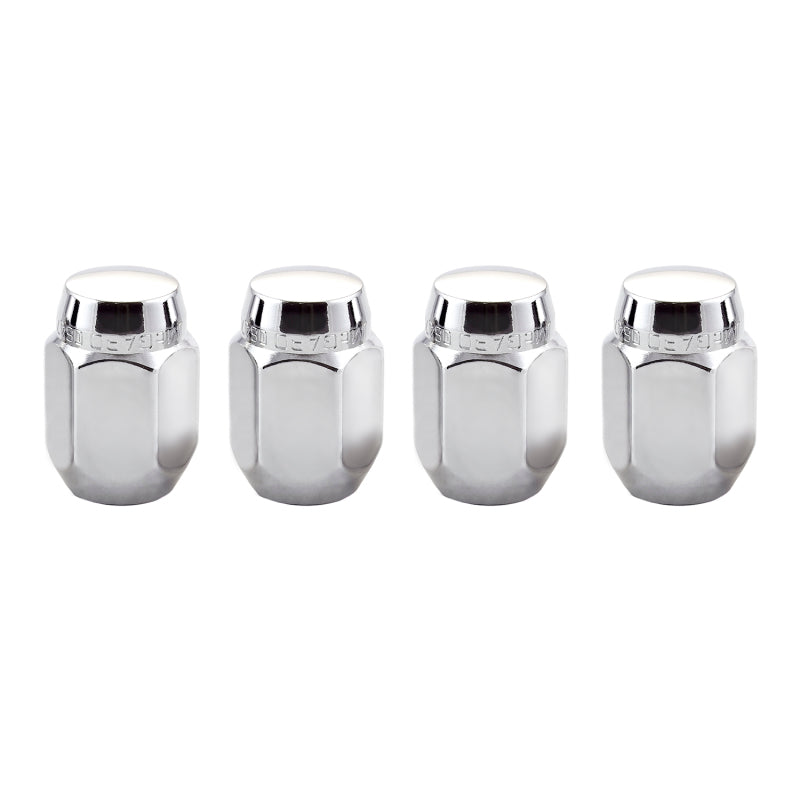 McGard Hex Lug Nut (Cone Seat) M12X1.25 / 13/16 Hex / 1.28in. Length (4-Pack) - Chrome.