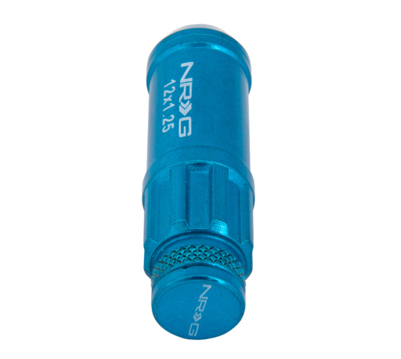 NRG 700 Series M12 X 1.25 Steel Lug Nut w/Dust Cap Cover Set 21 Pc w/Locks & Lock Socket - Blue.