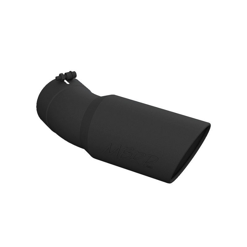 MBRP Universal Tip 6in OD 5in Inlet 15.5in Length 30 Deg Bend Angled Rolled End Black.