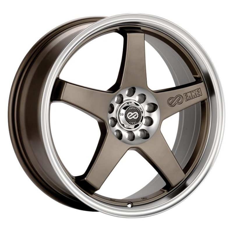 Enkei EV5 17x7 4x100/114.3 45mm Offset 72.6 Bore Diameter Matte Bronze w/ Machined Lip Wheel.