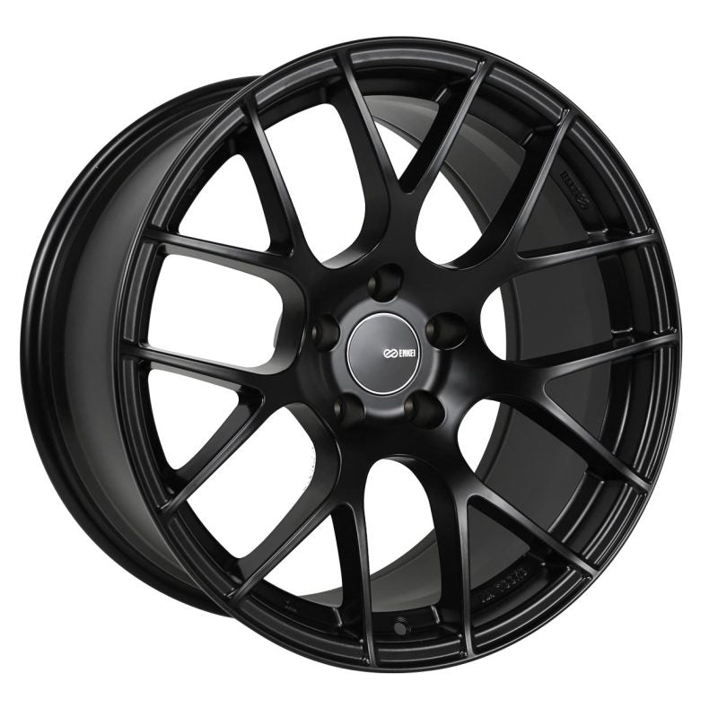 Enkei Raijin 18x8 45mm Offset 5x112 Bolt Pattern 72.6 Bore Diamter Matte Black Wheel.