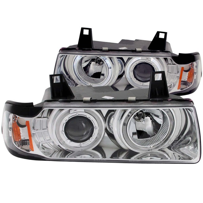 ANZO 1992-1998 BMW 3 Series E36 Projector Headlights w/ Halo Chrome G2 1 pc.