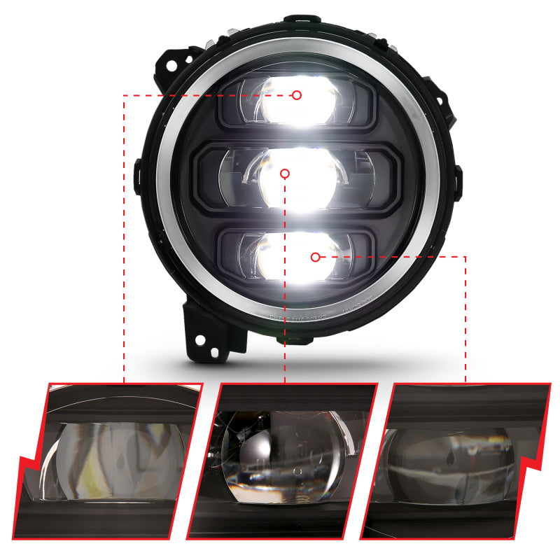 ANZO 2018-2019 Jeep Wrangler Full Led ProjectorH.L Black.