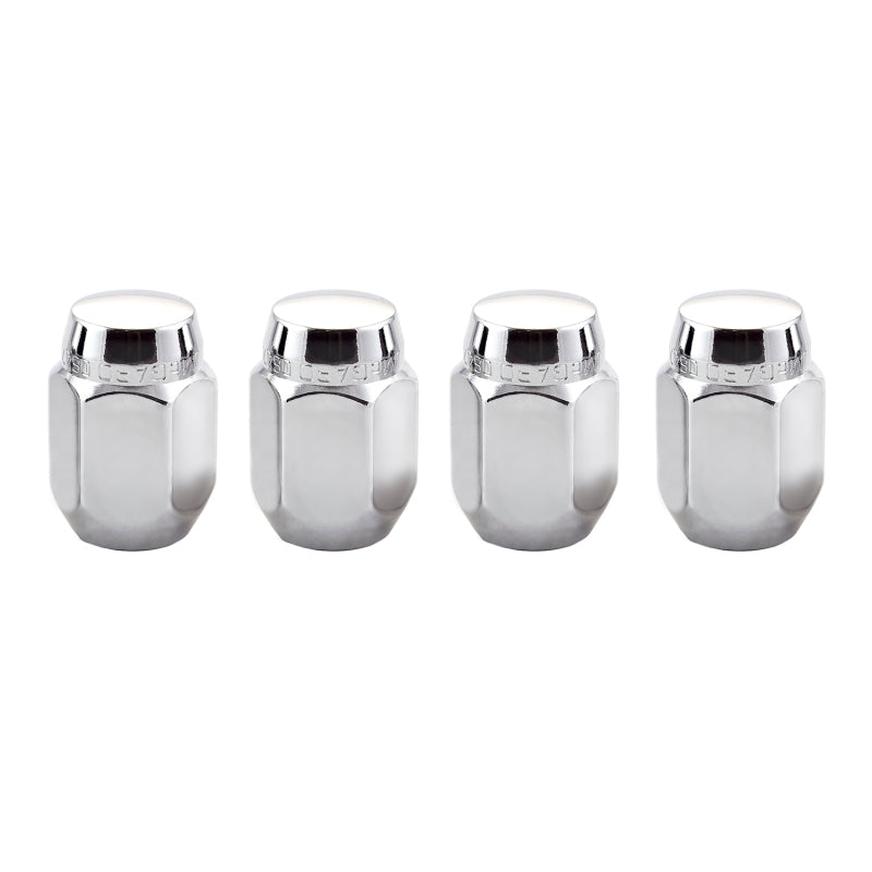 McGard Hex Lug Nut (Cone Seat) M12X1.25 / 13/16 Hex / 1.28in. Length (4-Pack) - Chrome.