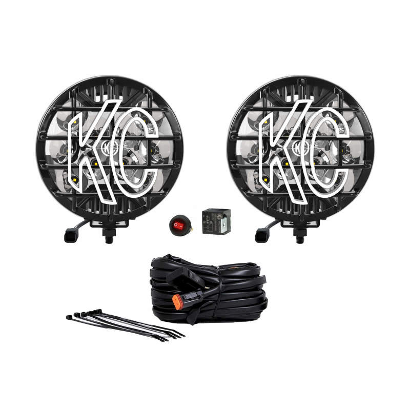 KC HiLiTES SlimLite 6in. LED Light 50w Spot Beam (Pair Pack System) - Black.