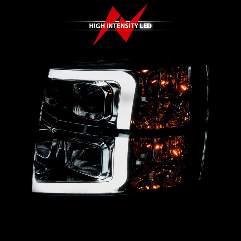 ANZO 2007-2013 Chevy Silverado 1500 Projector Plank Style Chrome Amber.