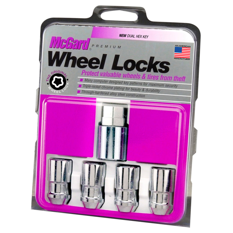 McGard Wheel Lock Nut Set - 4pk. (Cone Seat) 1/2-20 / 3/4 & 13/16 Dual Hex / 1.66in. Length - Chrome.