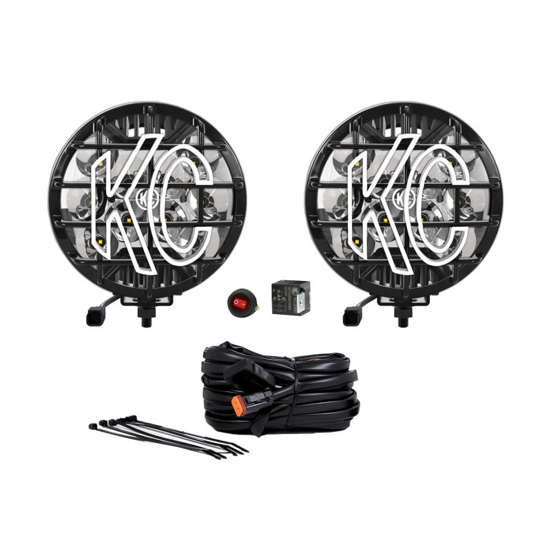 KC HiLiTES SlimLite 6in. LED Light 50w Spot Beam (Pair Pack System) - Black.