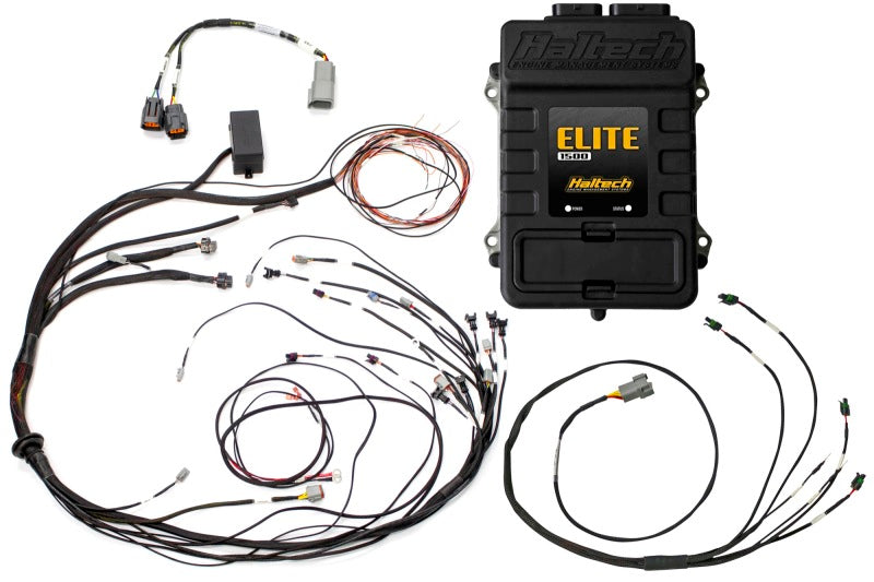 Haltech Elite 1500 Terminated Harness ECU Kit w/ Square EV1 Injector Connectors.