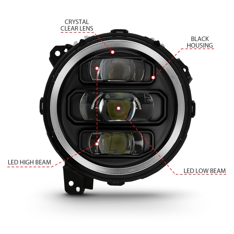 ANZO 2018-2019 Jeep Wrangler Full Led ProjectorH.L Black.