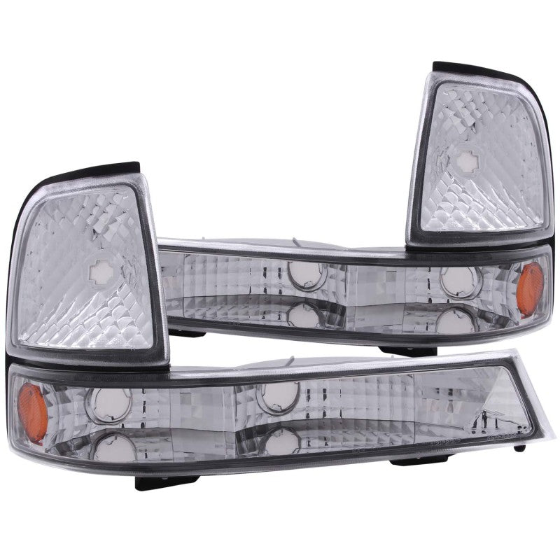 ANZO 1998-2000 Ford Ranger Euro Parking Lights Chrome w/ Amber Reflector.
