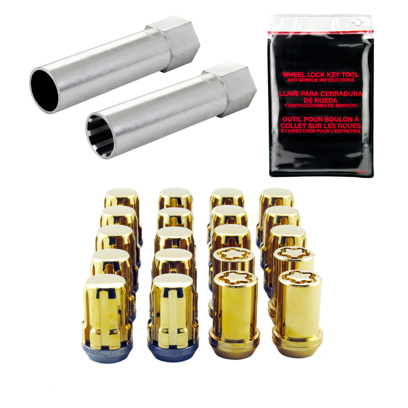 McGard SplineDrive Tuner 5 Lug Install Kit w/Locks & Tool (Cone) M12X1.25 / 13/16 Hex - Gold.