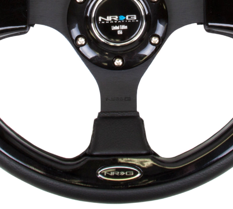 NRG Reinforced Steering Wheel (320mm) Blk w/Gloss Black Trim.