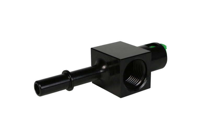 Aeromotive 3/8in Quick Connect with AN-08 port and 1/8in gauge port.