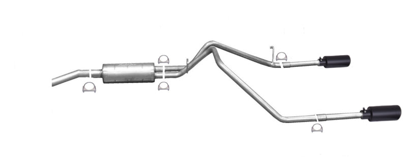 Gibson 11-18 Ram 1500 Big Horn 5.7L 2.25in Cat-Back Dual Split Exhaust - Black Elite.