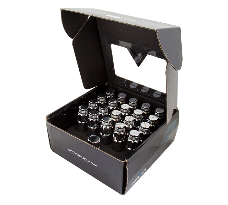 NRG 700 Series M12 X 1.5 Steel Lug Nut w/Dust Cap Cover Set 21 Pc w/Locks & Lock Socket - Silver.