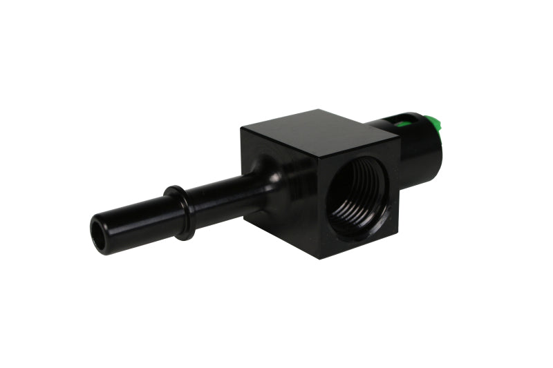 Aeromotive 3/8in Quick Connect with AN-08 port and 1/8in gauge port.