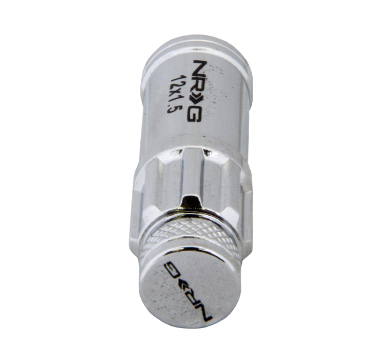 NRG 700 Series M12 X 1.5 Steel Lug Nut w/Dust Cap Cover Set 21 Pc w/Locks & Lock Socket - Silver.