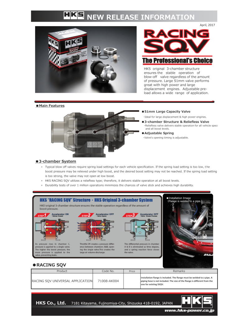 HKS Racing SQV Universal BOV.