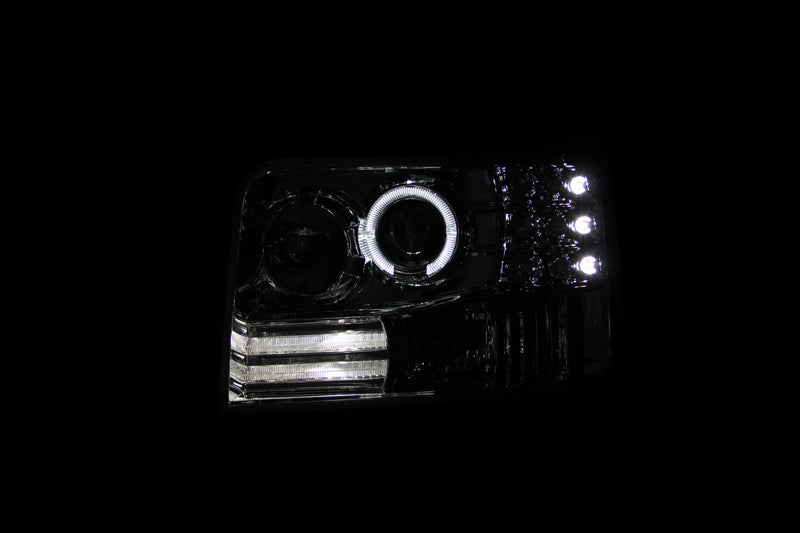 ANZO 1992-1996 Ford F-150 Projector Headlights w/ Halo Chrome w/ Side Markers and Parking Lights.