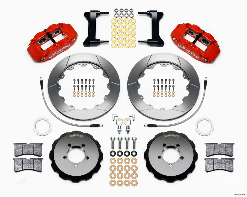 Wilwood Narrow Superlite 6R Front Hat Kit 12.88in Red 2012-Up Toyota / Scion FRS w/ Lines.