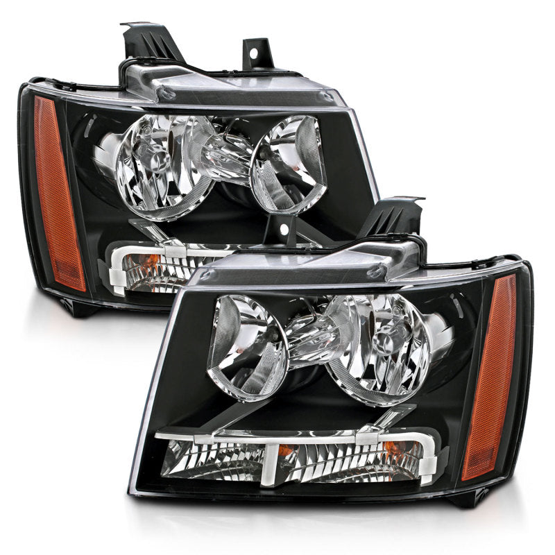 ANZO 2007-2014 Chevrolet Tahoe/Suburban Crystal Headlights Black.