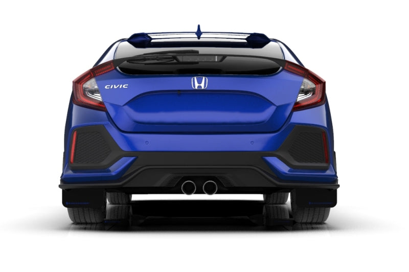 Rally Armor 2017-2020 Honda Civic LX / EX / EX-L Hatchback Black Mud Flap White Logo.