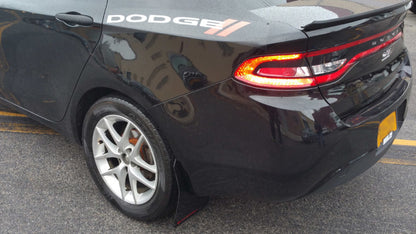 Rally Armor 2013-2016 Dodge Dart UR Black Mud Flap w/ White Logo.