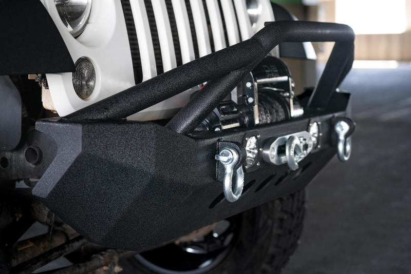 DV8 Offroad 07-18 Jeep Wrangler JK/JL FS-8 Mid Length Steel Front Bumper w/ LED Lights