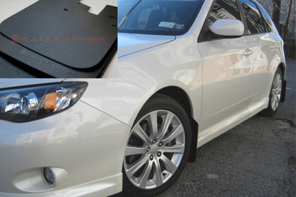 Rally Armor 08-10 WRX (hatch & sedan) / 08-11 Subaru 2.5i Basic Black Mud Flap w/ Black Logo.