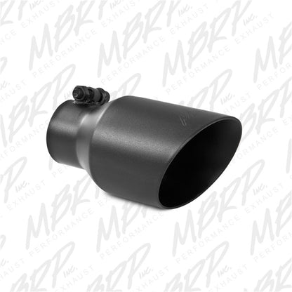 MBRP Universal 4in OD Dual Wall Angled 2.5in Inlet 8in Lgth Exhaust Tip - Black.
