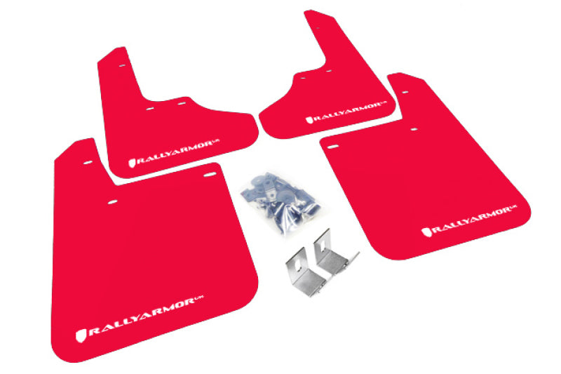Rally Armor 1993-2001 Subaru Impreza UR Red Mud Flap w/ White Logo.