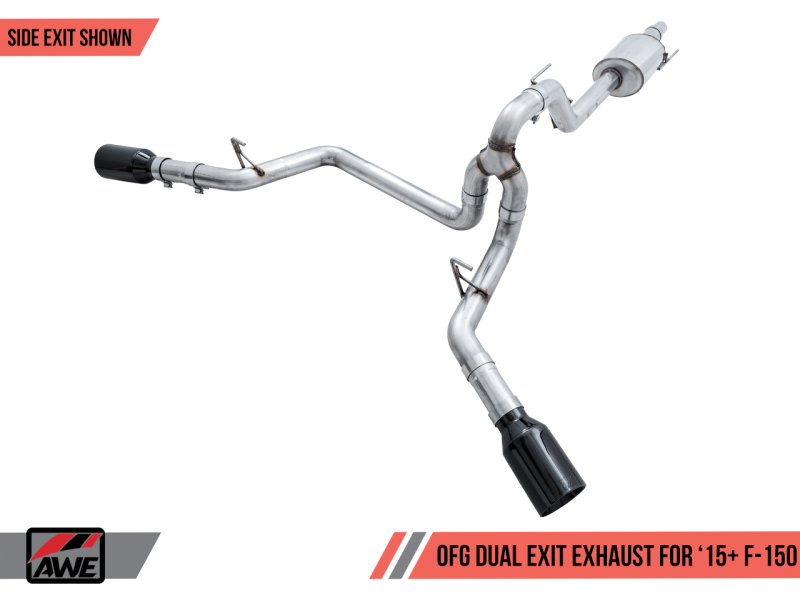 AWE Tuning Dual Exit Performance Exhaust - Diamond Black Tips | 3015-33120