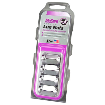 McGard Hex Lug Nut (Cone Seat) M12X1.5 / 13/16 Hex / 1.5in. Length (4-Pack) - Chrome.