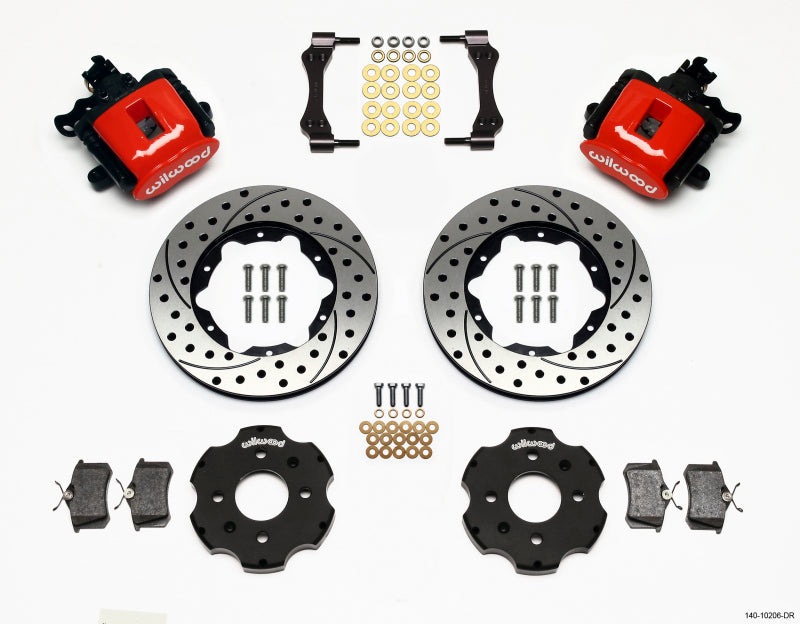Wilwood Combination Parking Brake Rear Kit 11.00in Drilled Red Civic / Integra Disc 2.39 Hub Offset.