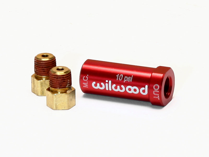 Wilwood Residual Pressure Valve - New Style w/ Fittings - 10# / Red.