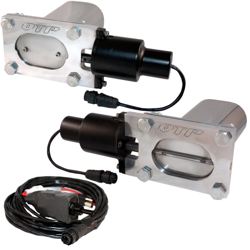 QTP Bolt-On QTEC Dual Low Profile Oval Electric Cutout Valves - Pair.