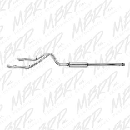 MBRP 14 Chevy/GMC 1500 Silverado/Sierra 4.3L V6/5.3L V8 Dual Split Rear T409 3in Cat Back Exhaust.