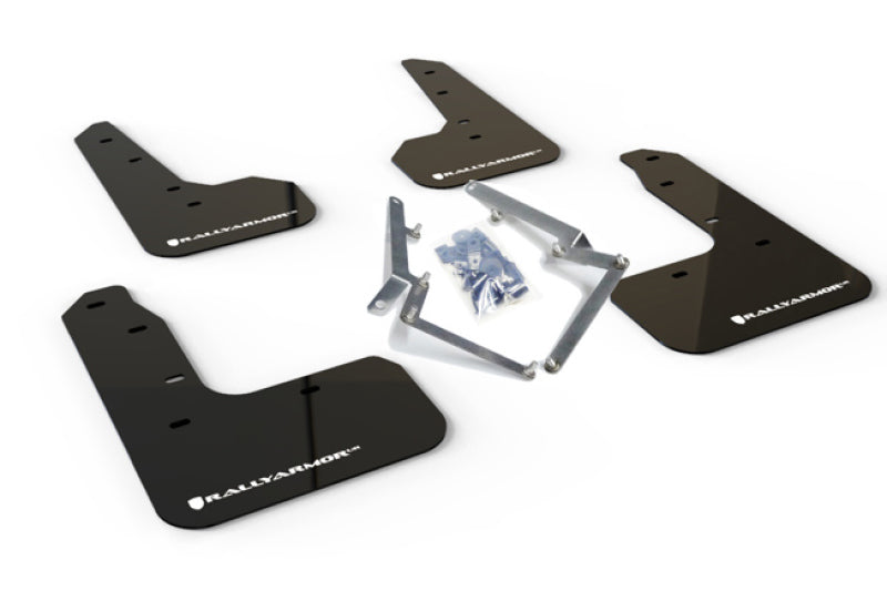 Rally Armor 17-19 Honda Civic Sport Touring UR Black Mud Flap w/ White Logo.