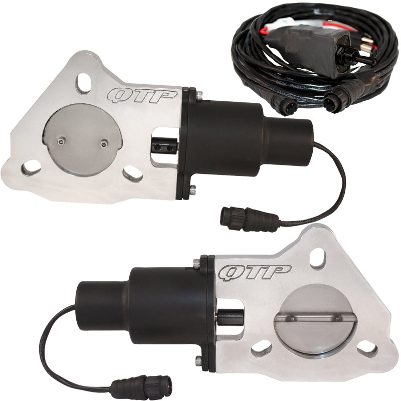 QTP 2.25in Bolt-On QTEC Dual Electric Cutout Valves - Pair.