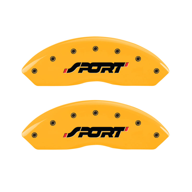 MGP 4 Caliper Covers Engraved Front & Rear SPORT Yellow finish black ch