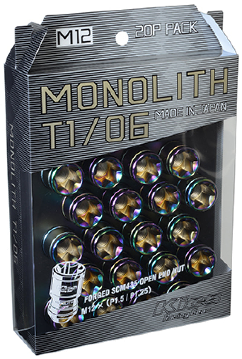 Project Kics 12 x 1.5 Neochrome T1/06 Monolith Lug Nuts - 20 Pcs.