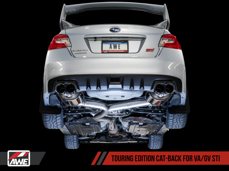 AWE Tuning Subaru STI VA / WRX GV / STI GV Sedan Touring Edition Exhaust - Chrome Silver Tip (102mm).