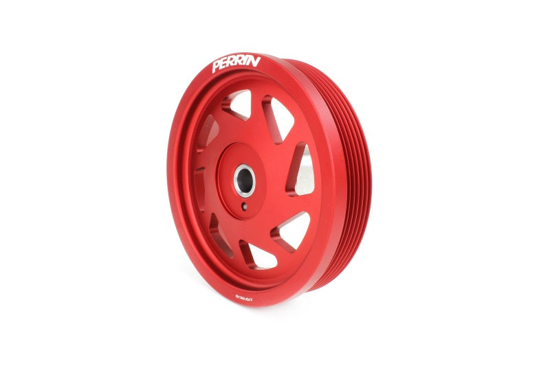 Perrin 18-22 Subaru Crosstrek / 19-22 Ascent Lightweight Crank Pulley (FA/FB Eng w/Small Hub) - Red.