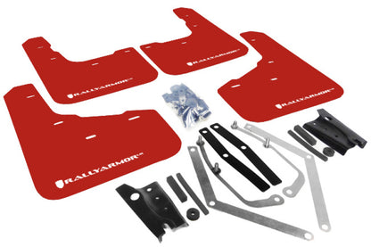 Rally Armor 13+ Ford Fiesta ST Red Mud Flap w/ White Logo.