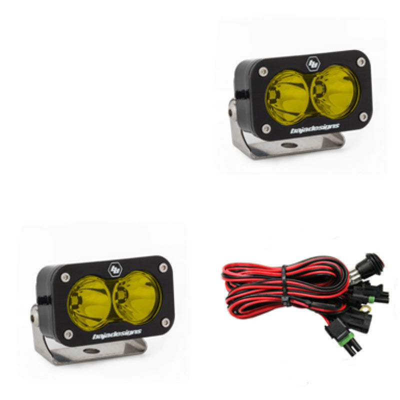 Baja Designs S2 Pro Series LED Light Pods Amber Lens Spot Pattern - Pair.