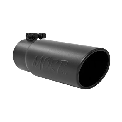MBRP Universal Tip 3-1/2in O.D. Angled Rolled End - 3in ID Inlet 10in Length - Black.