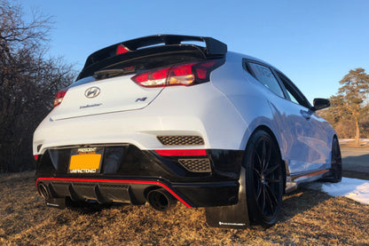 Rally Armor 2019+ Hyundai Veloster N UR Black Mud Flap w/ White Logo.