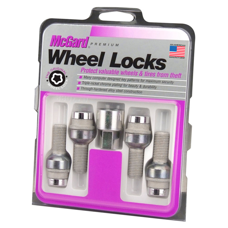 McGard Wheel Lock Bolt Set - 4pk. (Radius Seat) M14X1.5 / 17mm Hex / 28.2mm Shank Length - Chrome.